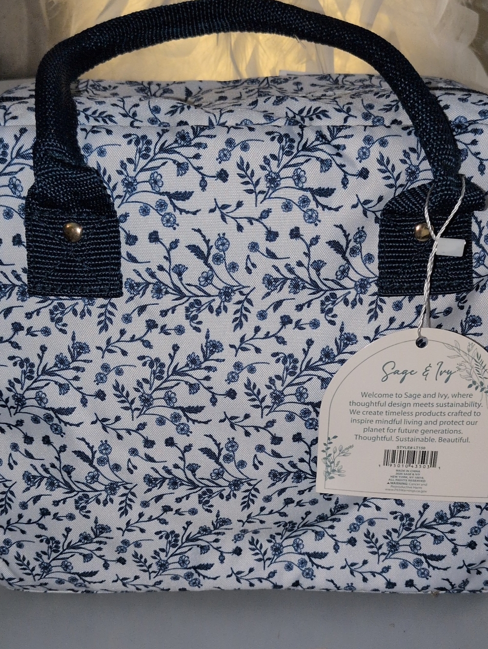 Sage And Ivy Insulated Lunch Tote Blue And White  New With Tags